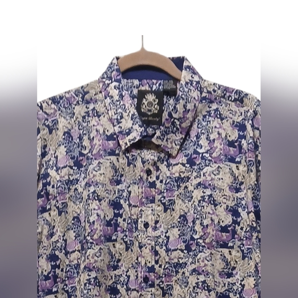 English Laundry-NWOT Multi Color Abstract Button Down Men's Long Sleeve Shirt - Picture 3 of 7